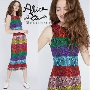 Alice + Olivia Multicolor Striped Midi Dress